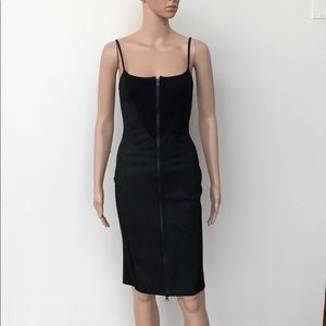 MONIKA CHIANG SEXY BLACK LEATHER ZIPPER DRESS, XS